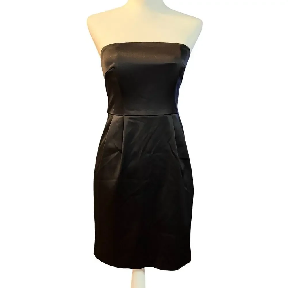 express design studio dress Express Design Studio Strapless Satin Pleated Cocktail Dress Size 2